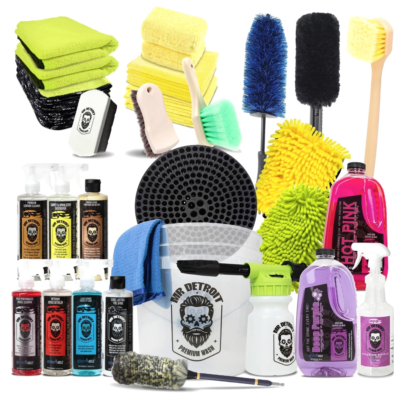 Mr. Detroit - 29 Pcs Ultimate Car Detailing Kit - Pro Wash, Wheel & Interior Care