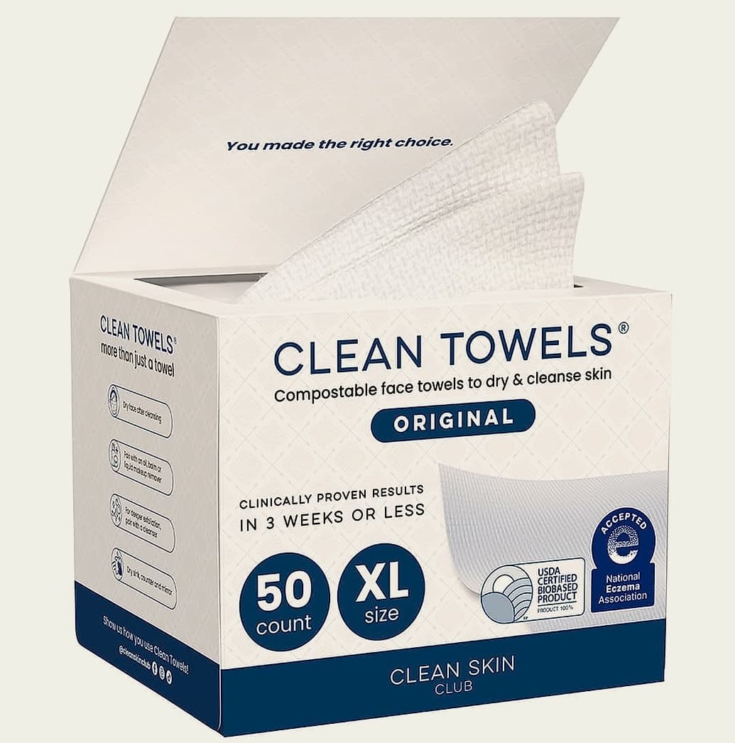 Clean Skin Club Clean Towels XL, 50 Count Disposable Face Wipes
