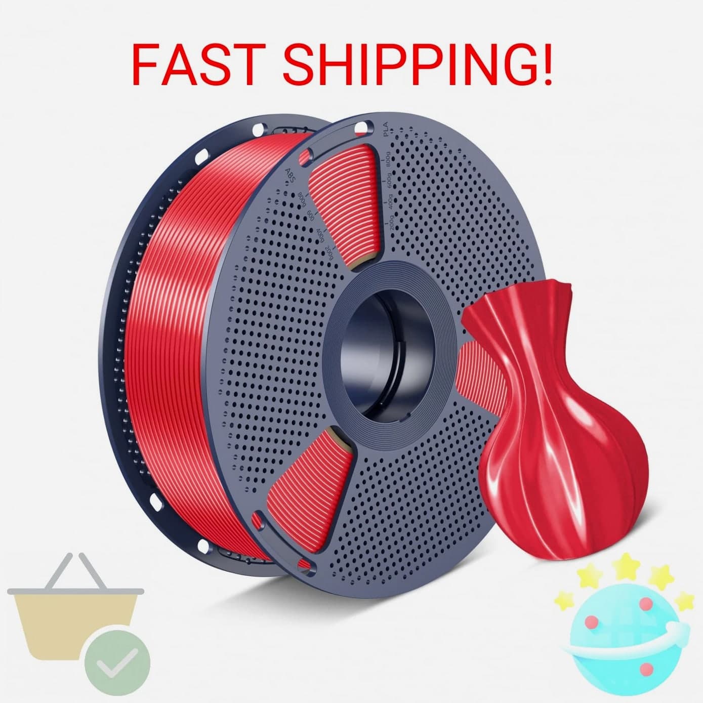 SUNLU Silk PLA Filament 1.75mm, Neatly Wound Shiny PLA 3D Printer Filament, Dimensional