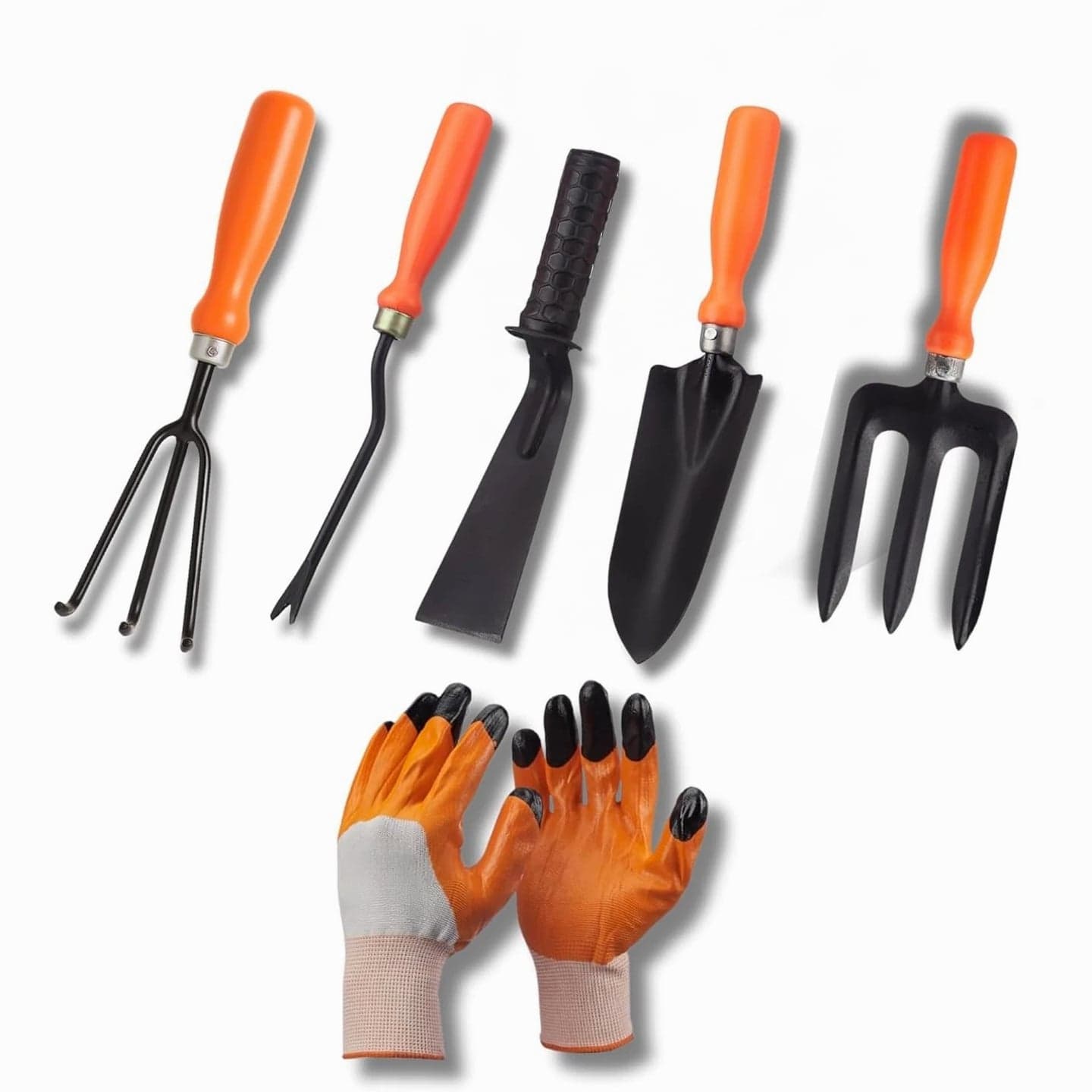 6 Pcs Gardening Tools Kit Set Cultivator, Fork, Trowel, Weeder Gloves Home Garden