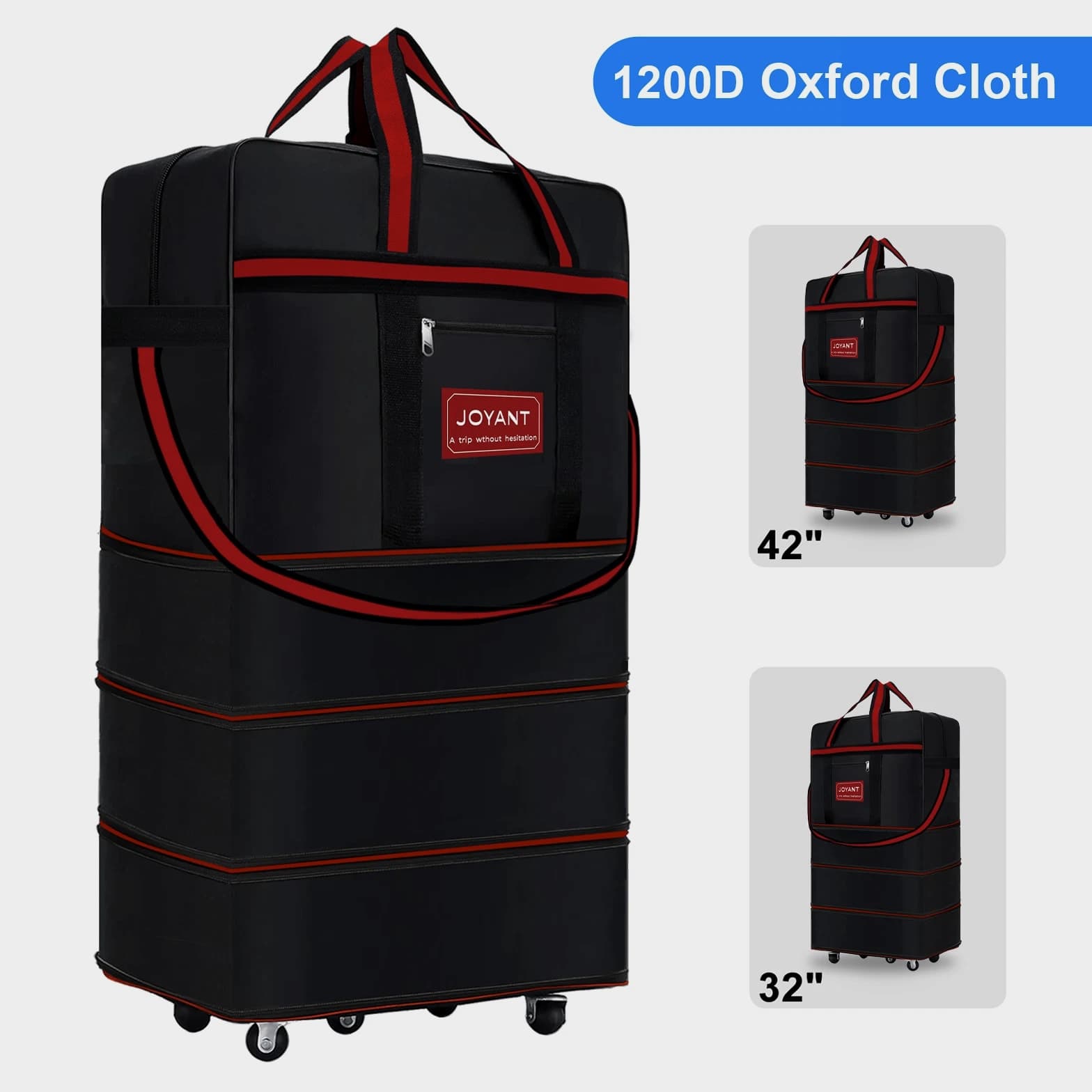 Expandable Duffle Travel Bag 1200D Foldable Luggage 32"/42" with Rolling Wheels