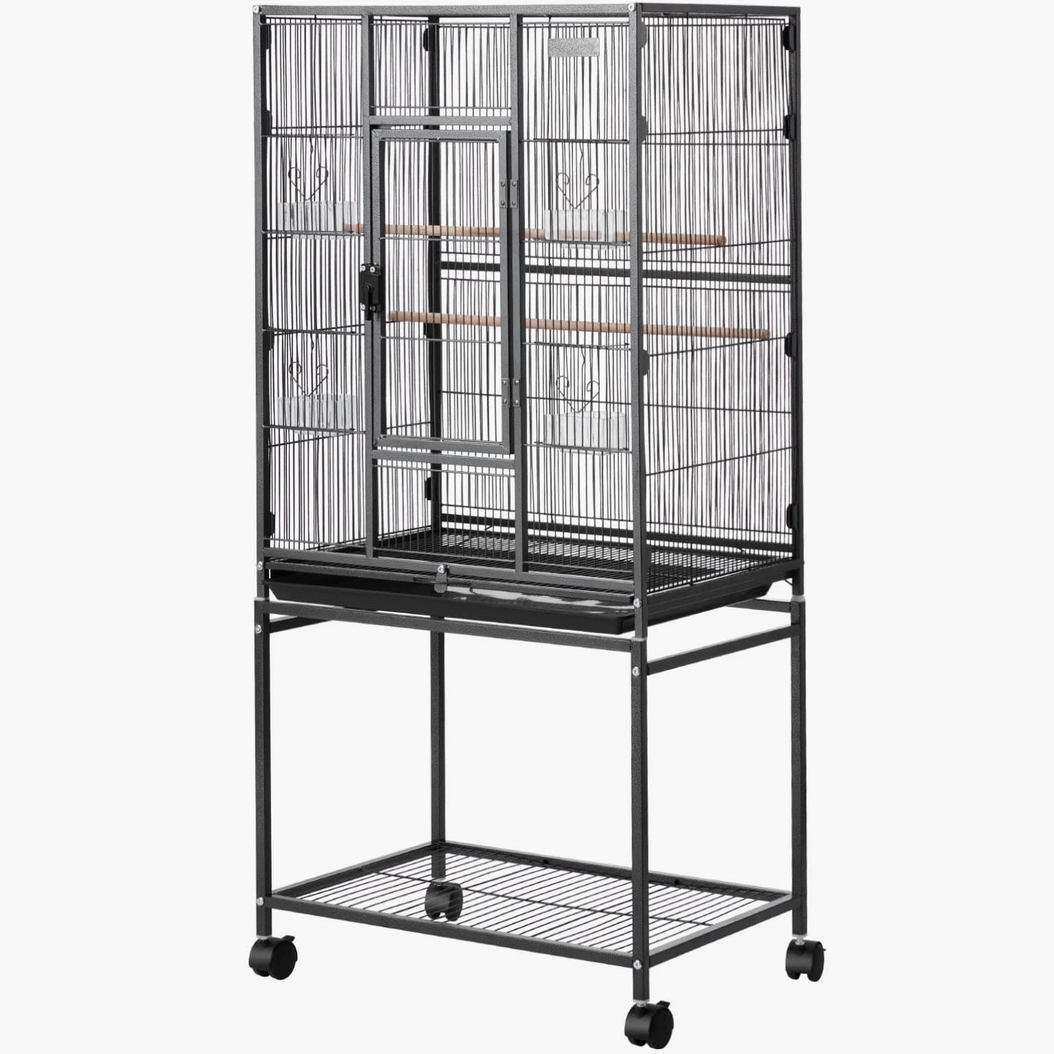 Uimoso Bird Cage with Open Top, 24.6 x 16.7 x 53.9 inch, Durable Wrought Iron