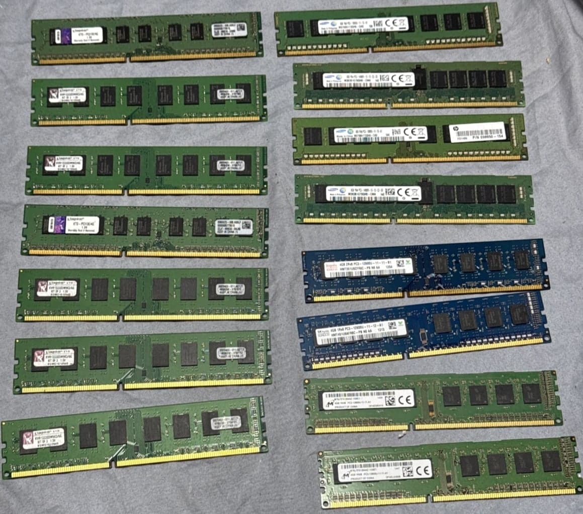 DDR3 RAM Lot - 15 Sticks Mixed 4GB 8GB Samsung Kingston Hynix Tested