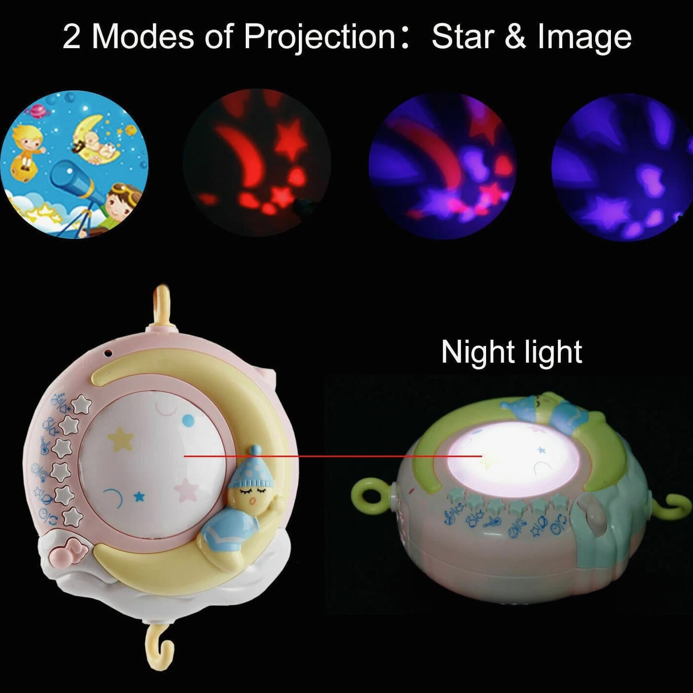 Baby Mobile Rattle Toy Cot Musical Light Bed Bell Kid Hanging Crib Nursery Gift