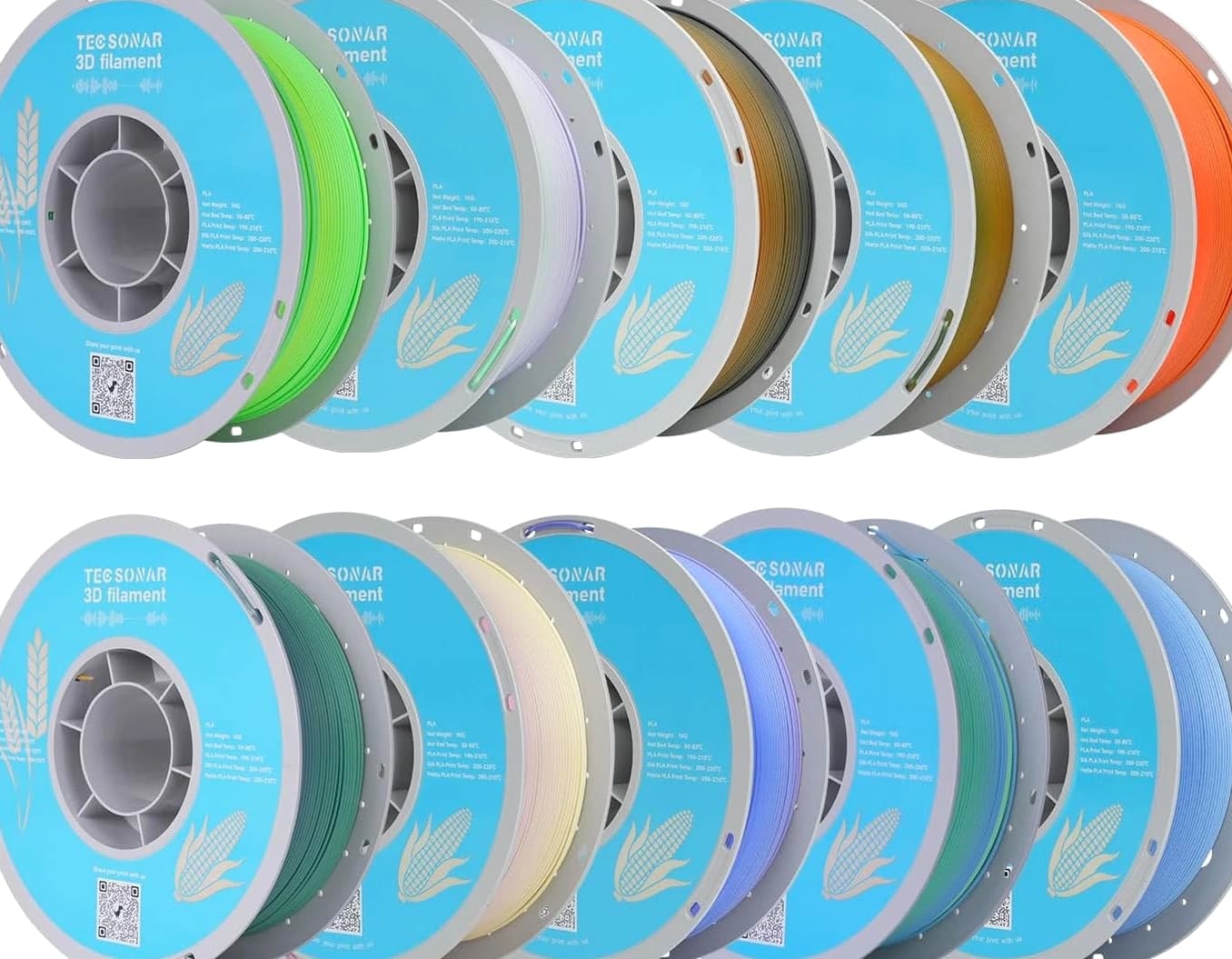 Matte Rainbow PLA 3D Printer Filament, 10 Rolls, 1Kg Spool (2.2Lbs) 1.75Mm 3D Prin