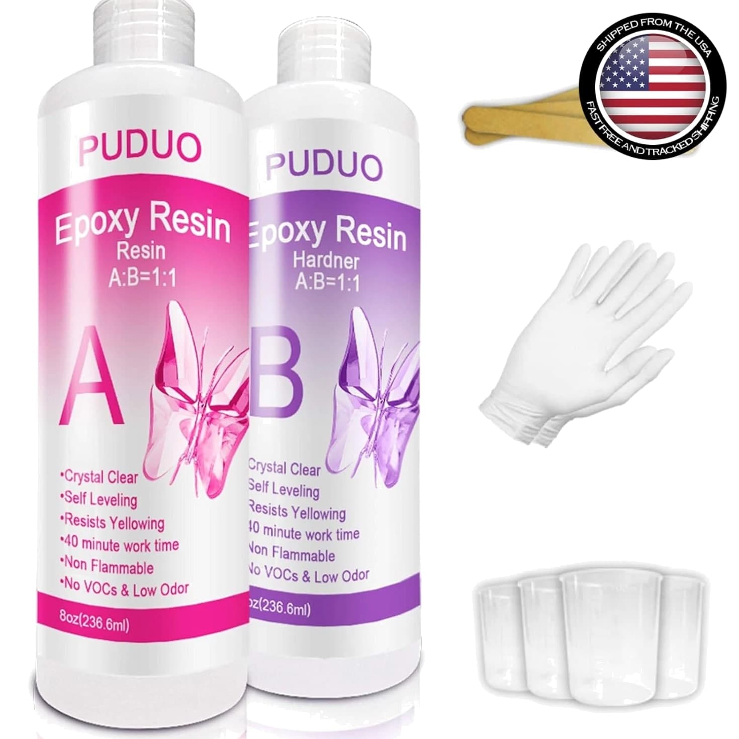 Non-Toxic 16 Oz Epoxy Resin Kit - Crystal Clear Finish for Crafts & Jewelry Making