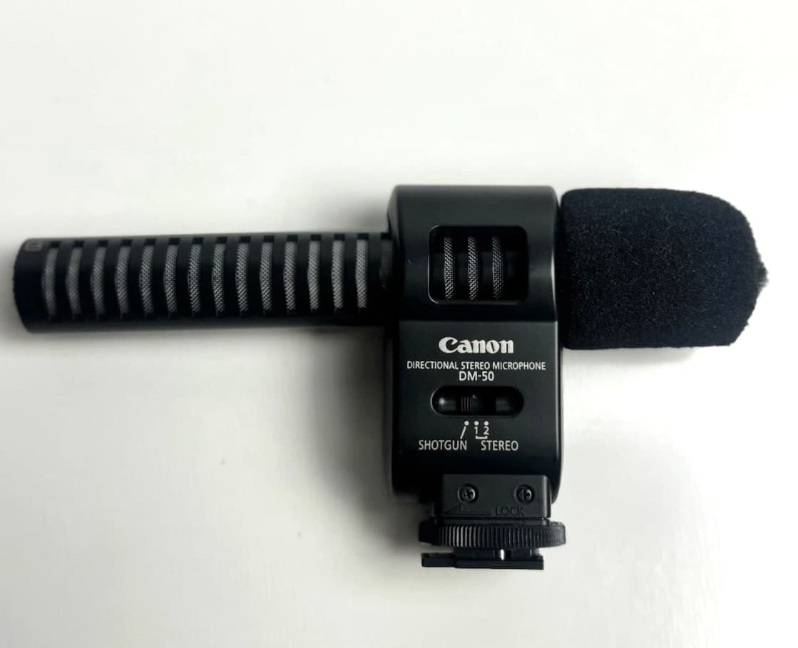 Canon DM-50 Directional Stereo Shotgun Microphone with Foam Windscreen Mic Cover