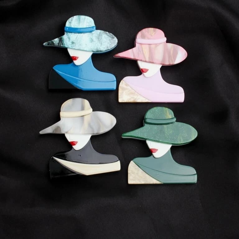Ladies Wear Hat Acrylic Brooch Women Fashion Clothing Accessories