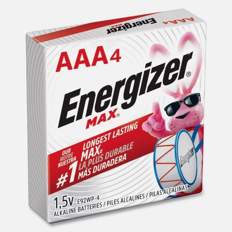 Energizer E92PK MAX 1.5V AAA Alkaline Batteries - 4 Pack
