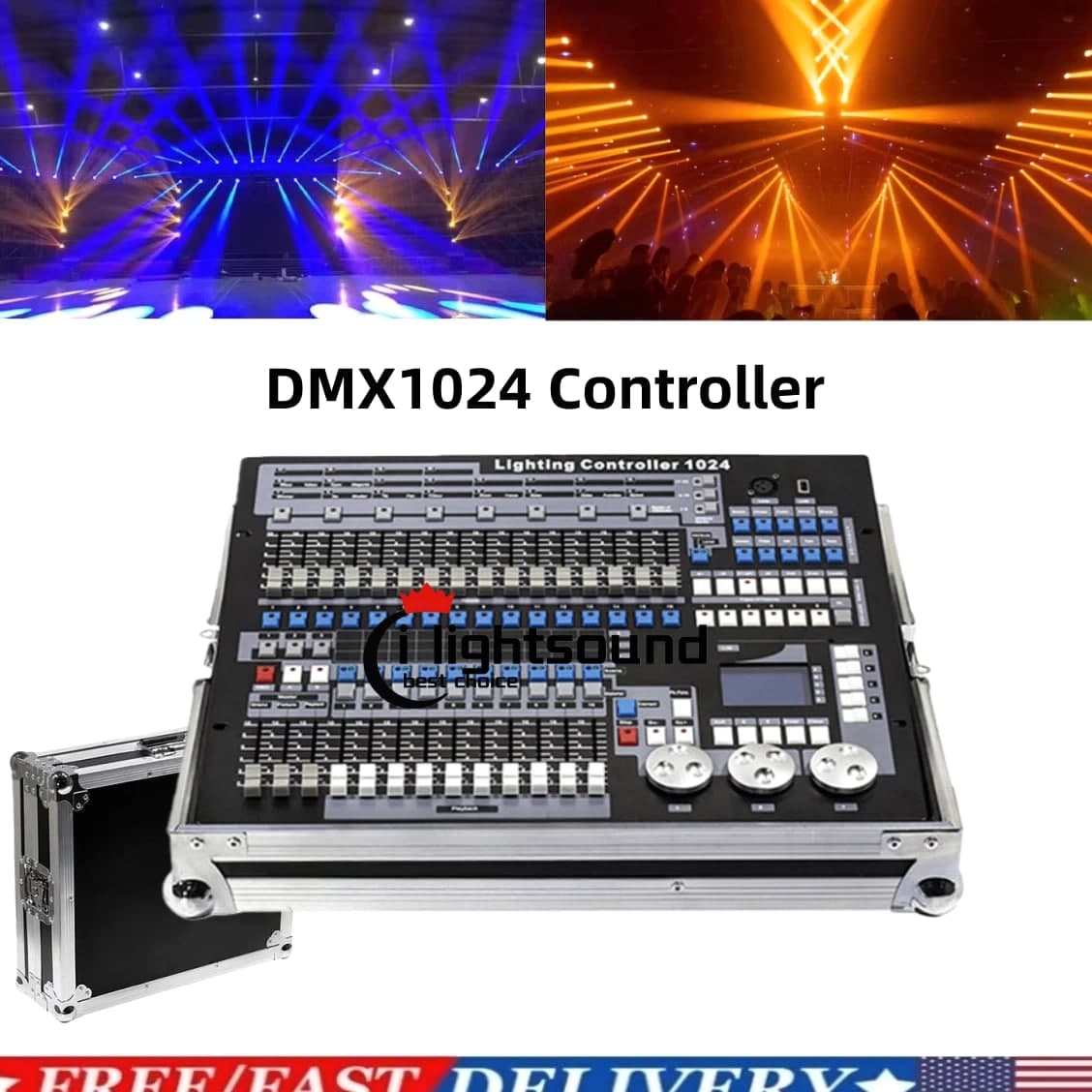 DMX512 DJ Lighting Controller 1024 Console Pro Stage Light Control Road Case