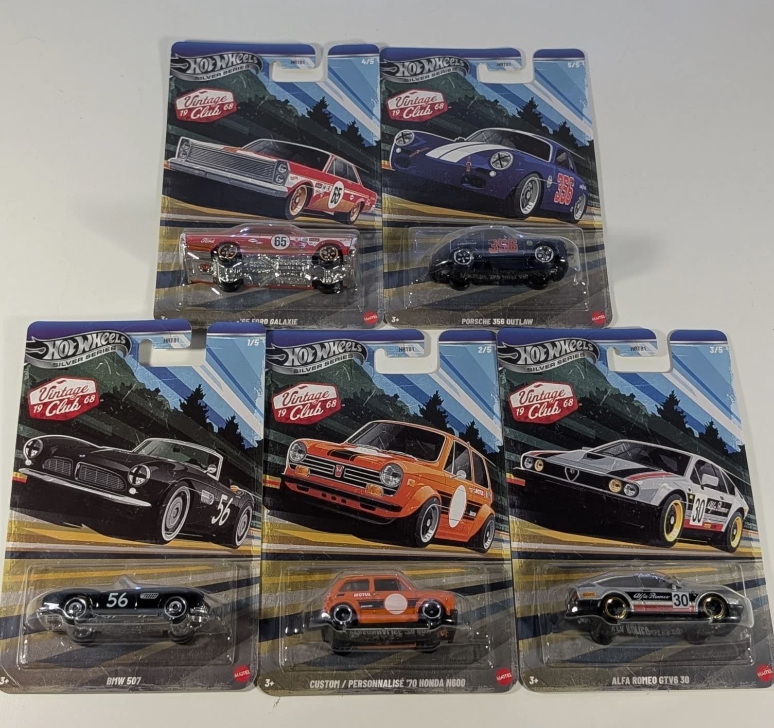 Hot Wheels Vintage Club 1968 Set of 5 Cars - 1:64 Scale Diecast (A31)