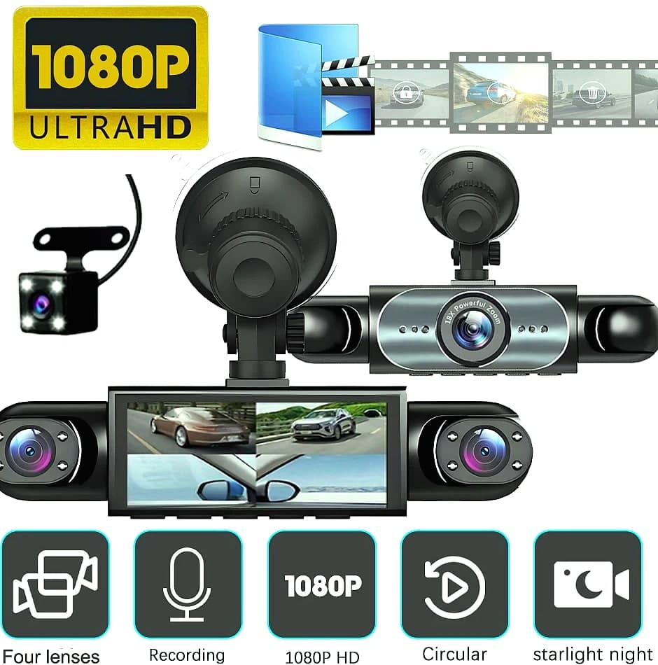 4 Channel 360° Dash Cam 1080P with Night Vision and Parking Monitor