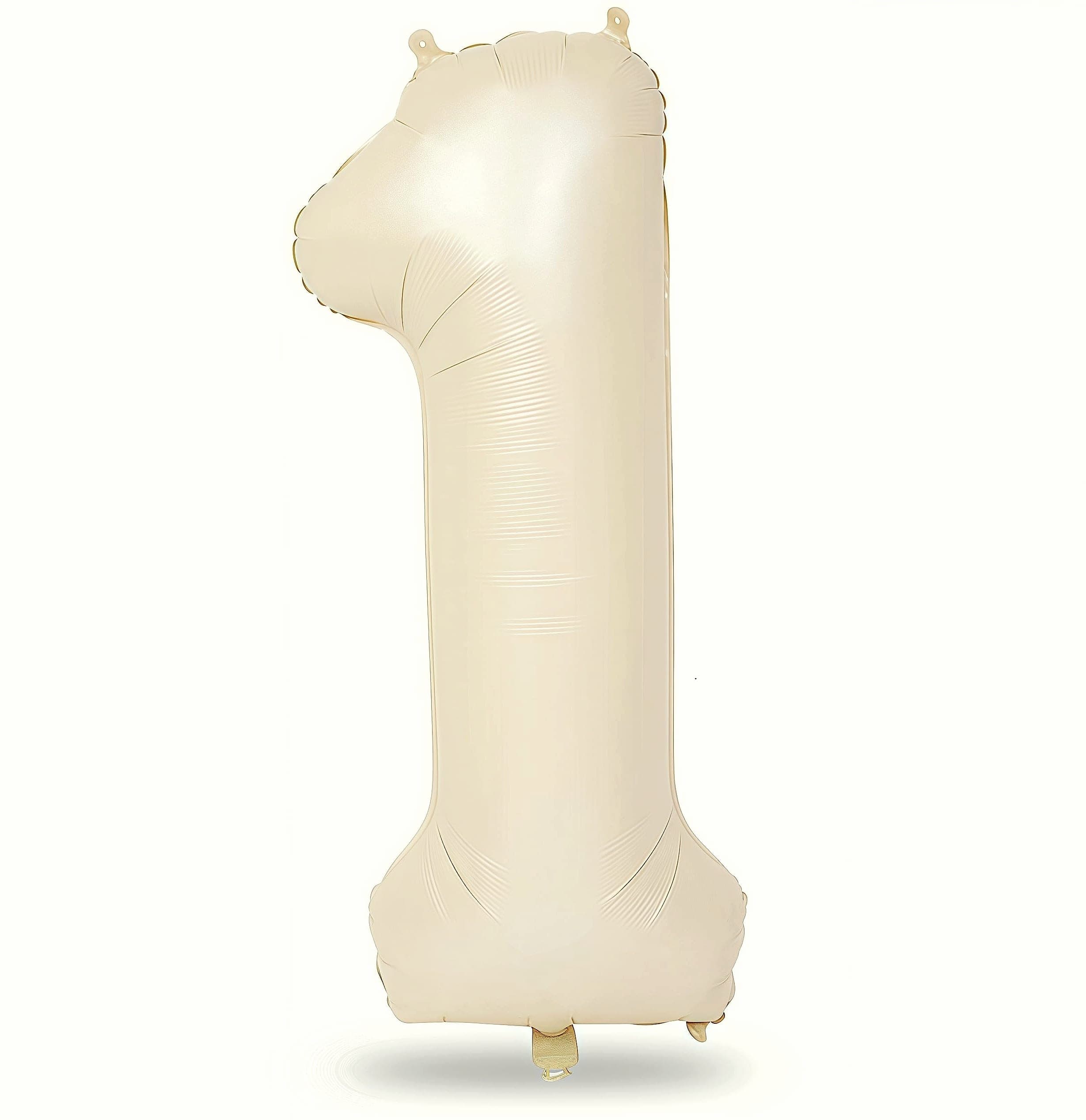 Lingqiang 40 Inch Number 1 Balloon Beige Foil Party Decoration