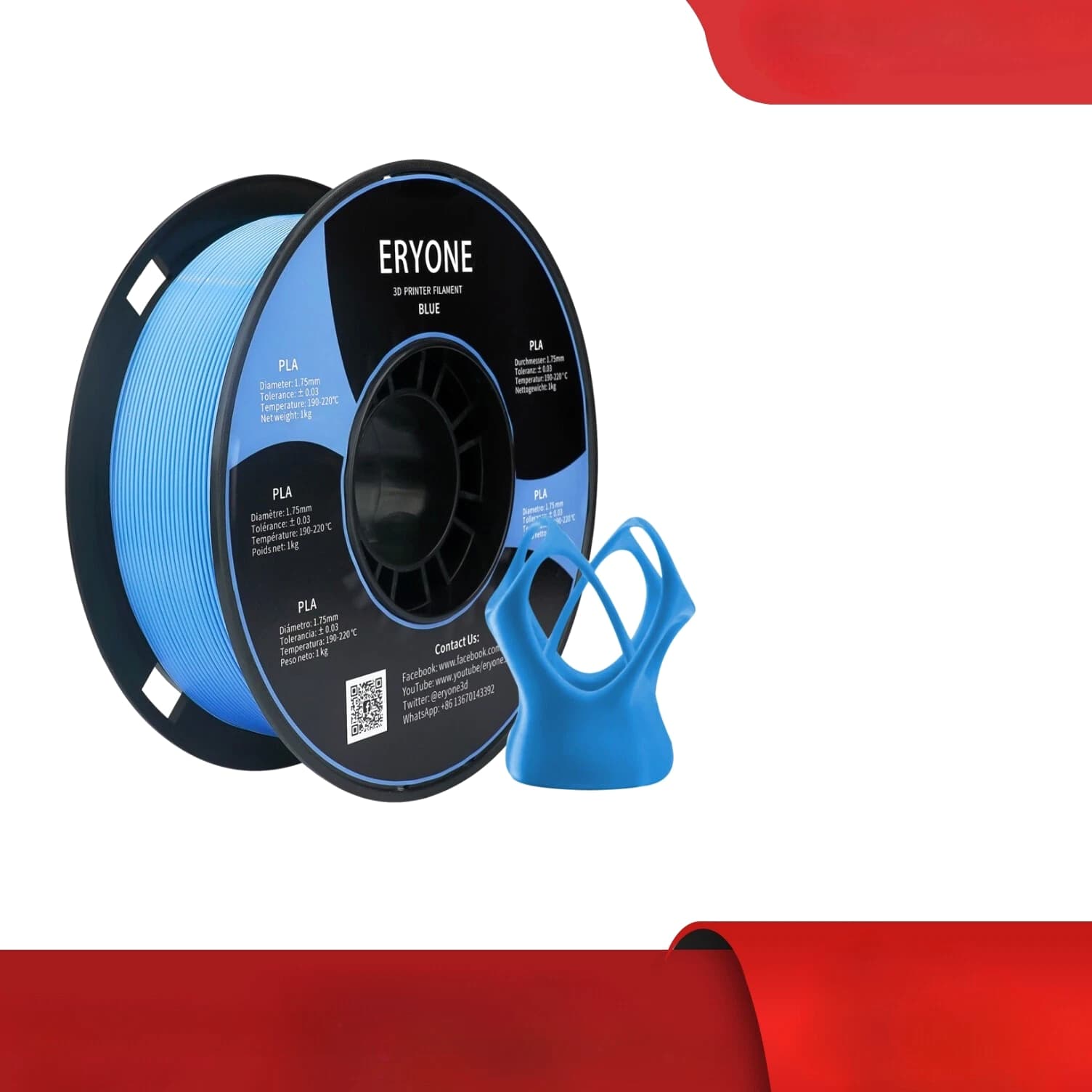 Standard PLA Filament, 1kg, 1.75mm 3D PLA Low Shrinkage Consumable for 3D Printer