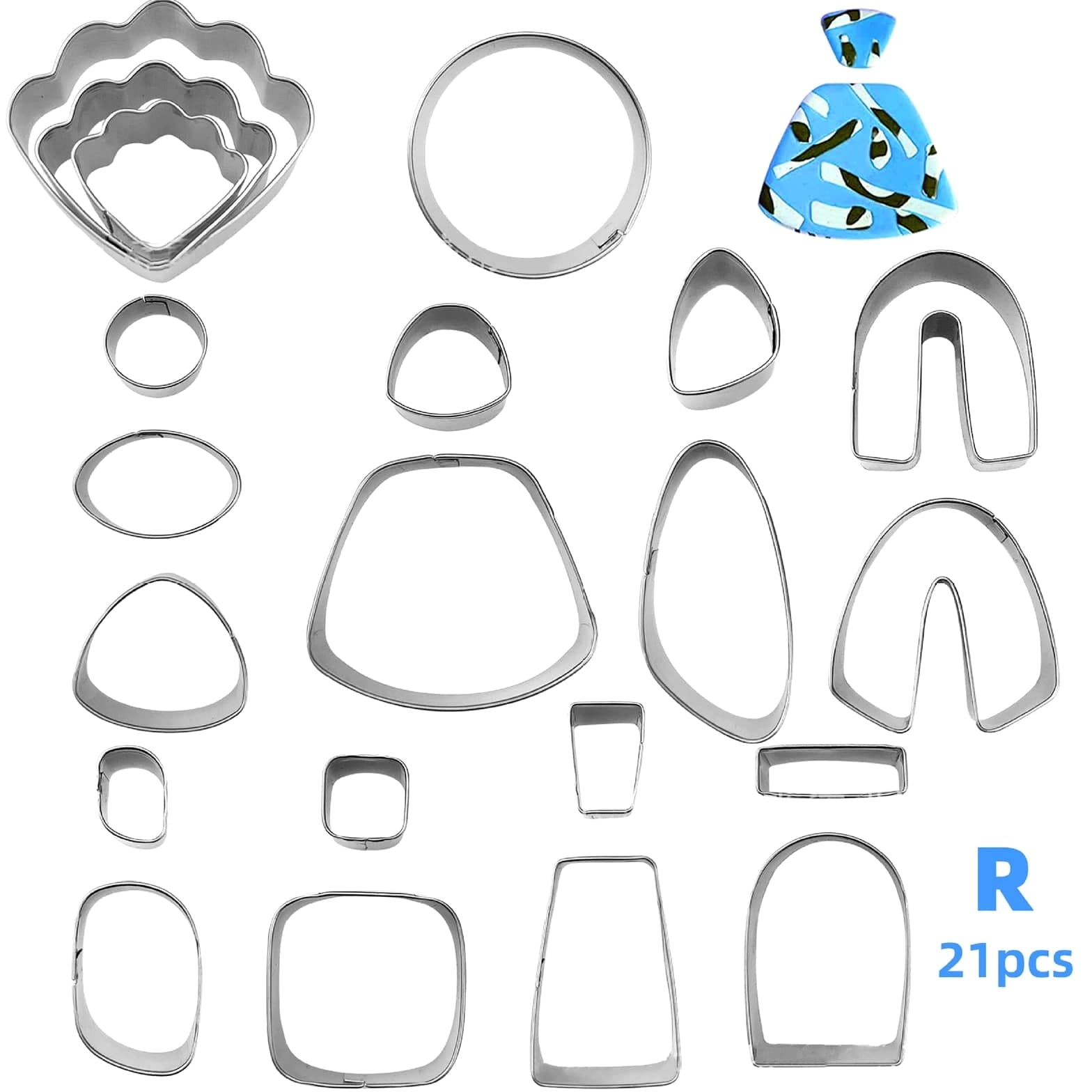 21Pcs Polymer Clay Cutters Set Earring Jewelry Cutting Mold Tool Findings DIY