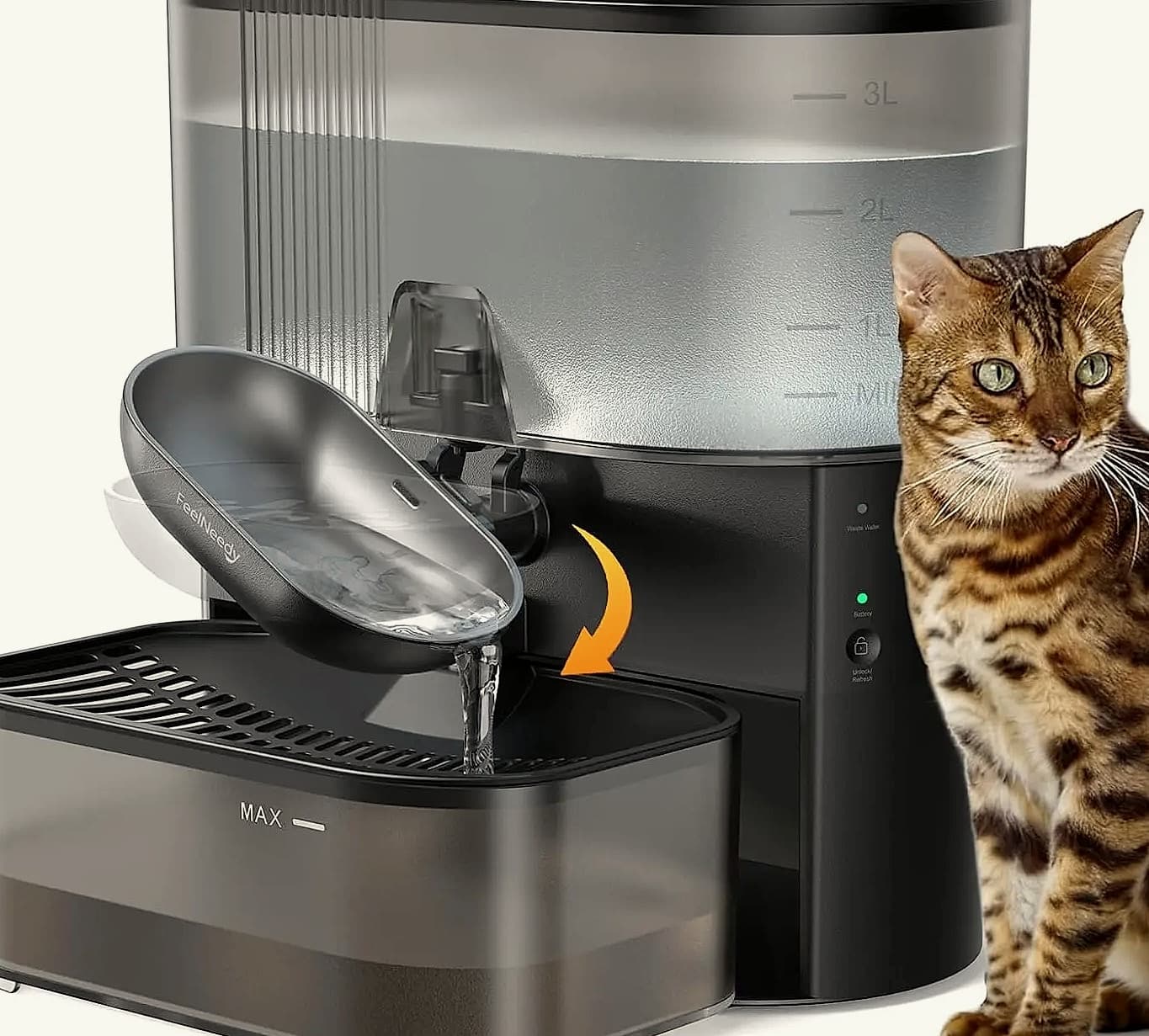 Cordless Pet Water Fountain with Wastewater Separation System