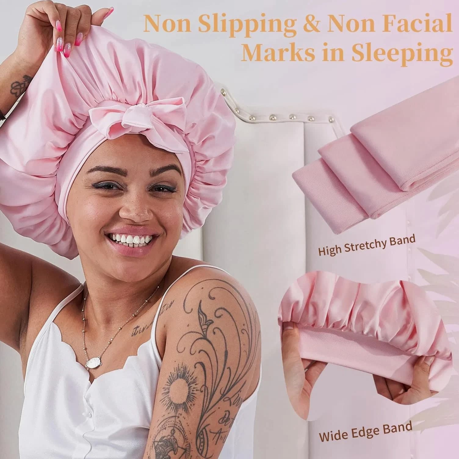 Silk Bonnet For Sleeping Women, Satin Hair Bonnet For Wavy Curly Natural Hair