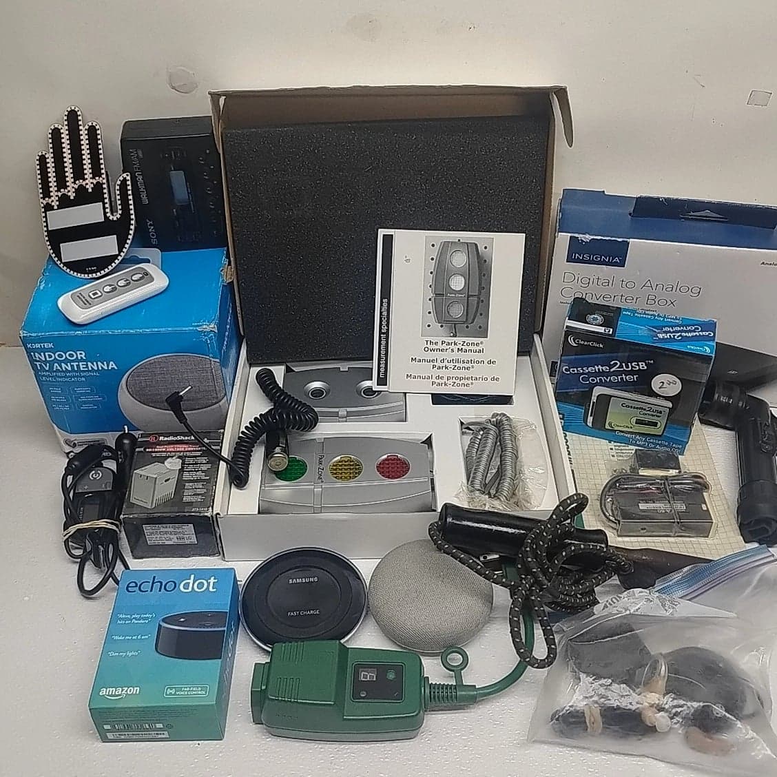 Electronics Mixed Lot Junk Collection - Antennas Gadgets Converters Flashlight