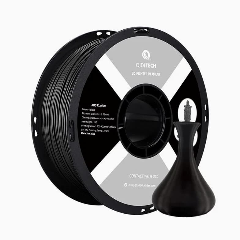 ABS Filament 1.75mm, 3D Printer Material ABS Rapido 1kg Spool (2.2lbs), Black