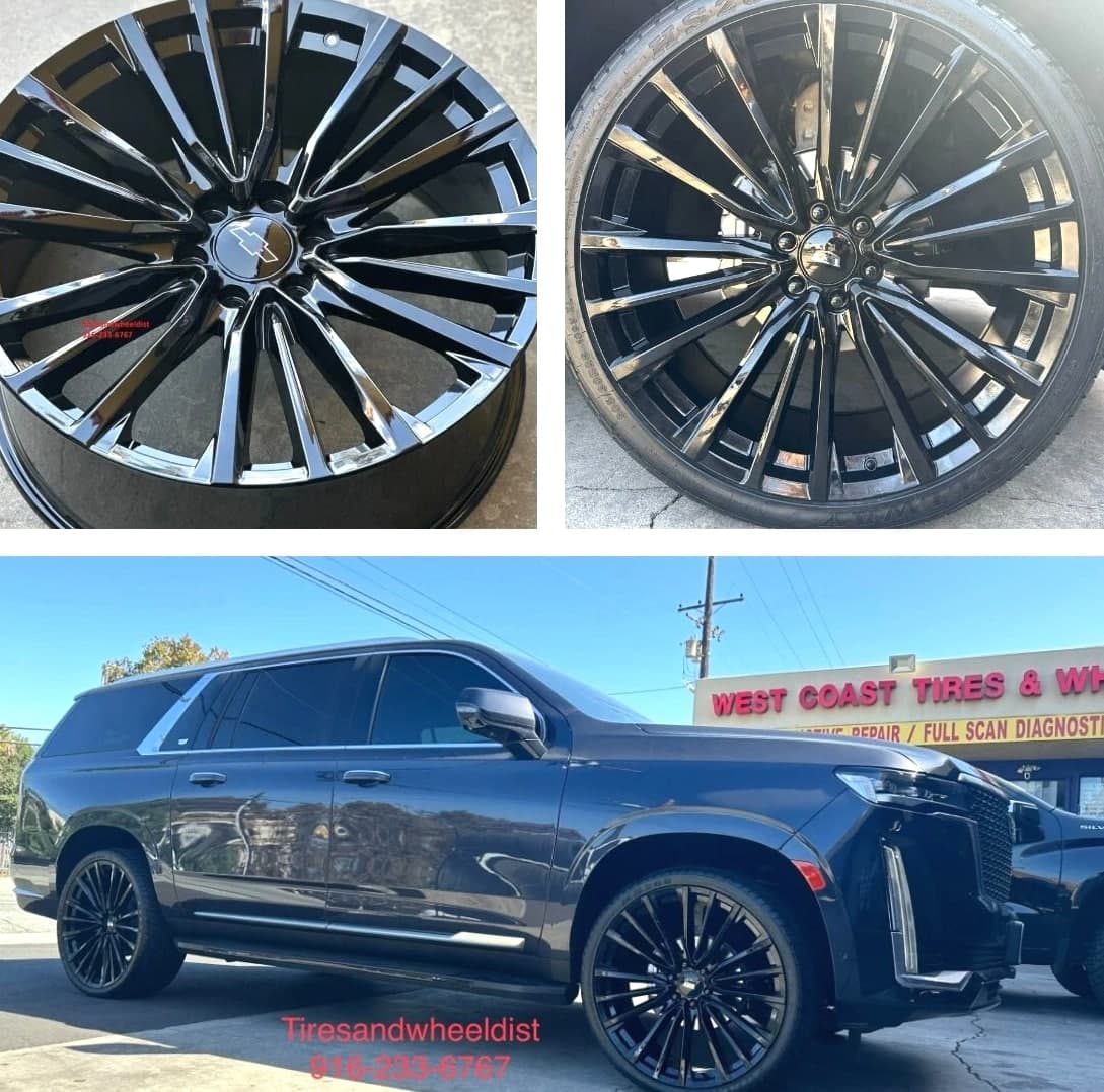 26 inch Escalade Wheels fit Silverado Yukon Tahoe Gloss Black with Tires