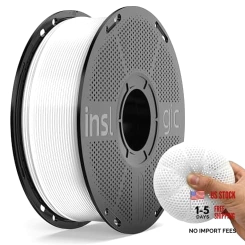 Inslogic TPU Filament 1.75mm Flexible Roll, TPU 95A Soft 3D - 1kg White