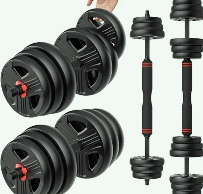 YAO HUI HUANG 20lb Adjustable Dumbbell Set with 3-in-1