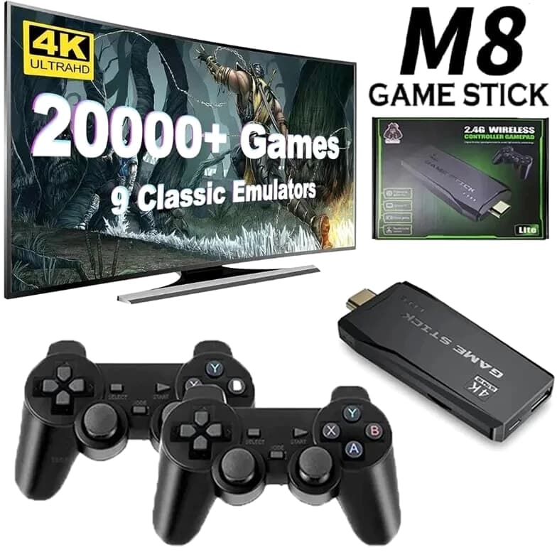 Built-In 20000 Games Video Game Console Wireless Controller TV Game Stick 4K HD
