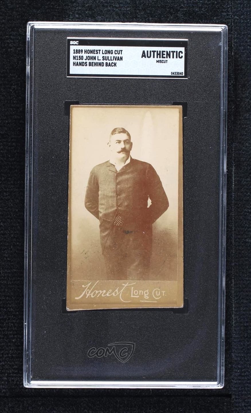 1889 Duke Honest Long Cut N150 John L Sullivan SGC Authentic Miscut Card