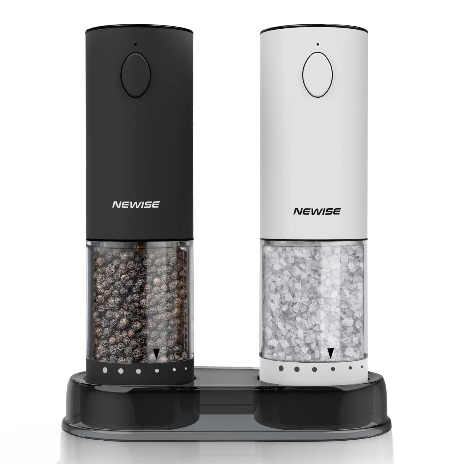 Electric Salt & Pepper Grinder Set, Adjustable Coarseness & LED Light, Rechargeable...