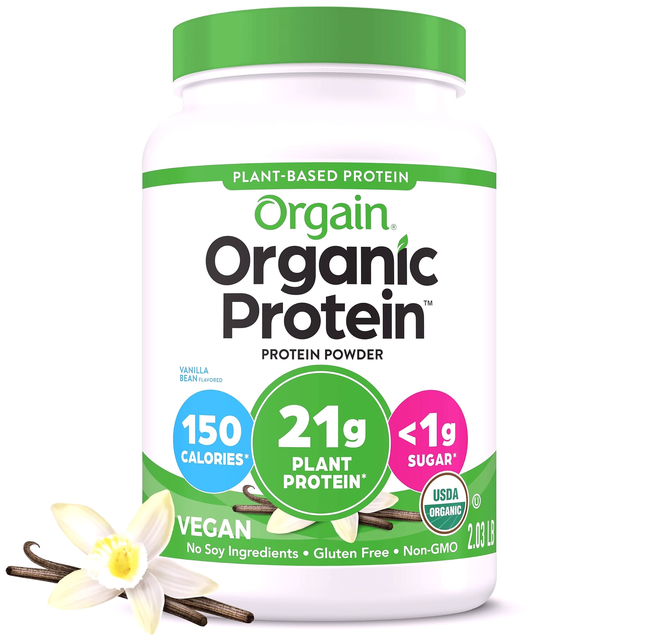 Orgain Organic Vegan Protein Powder Vanilla Bean, 21g Plant Protein