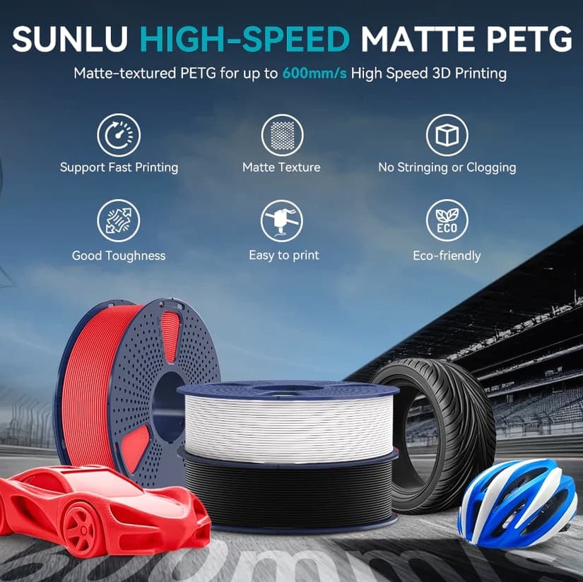 10×1KG SUNLU PLA Meta; Matte PLA+ PETG SILK ABS TPU95A 1KG 3D Printer Filament
