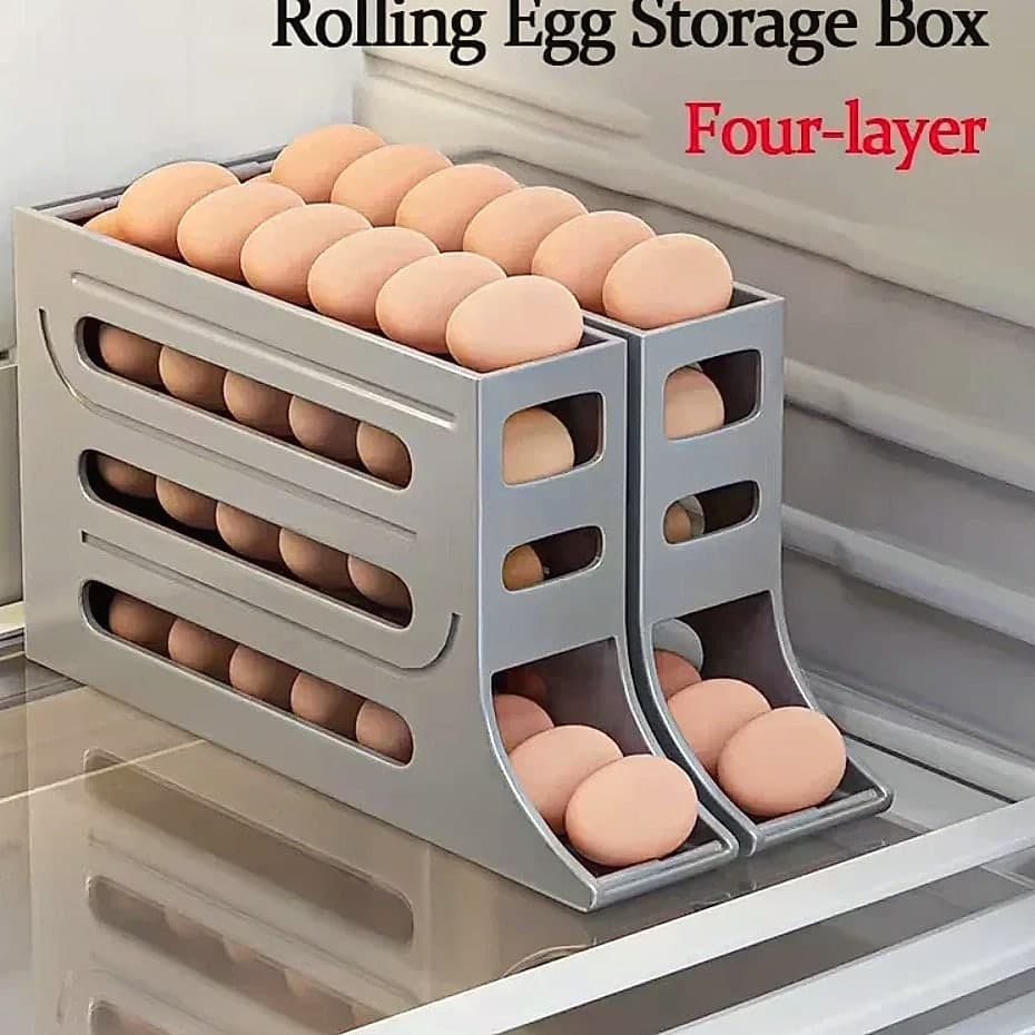 AHTOSKA 4-Layer Automatic Egg Dispenser Fridge Organizer