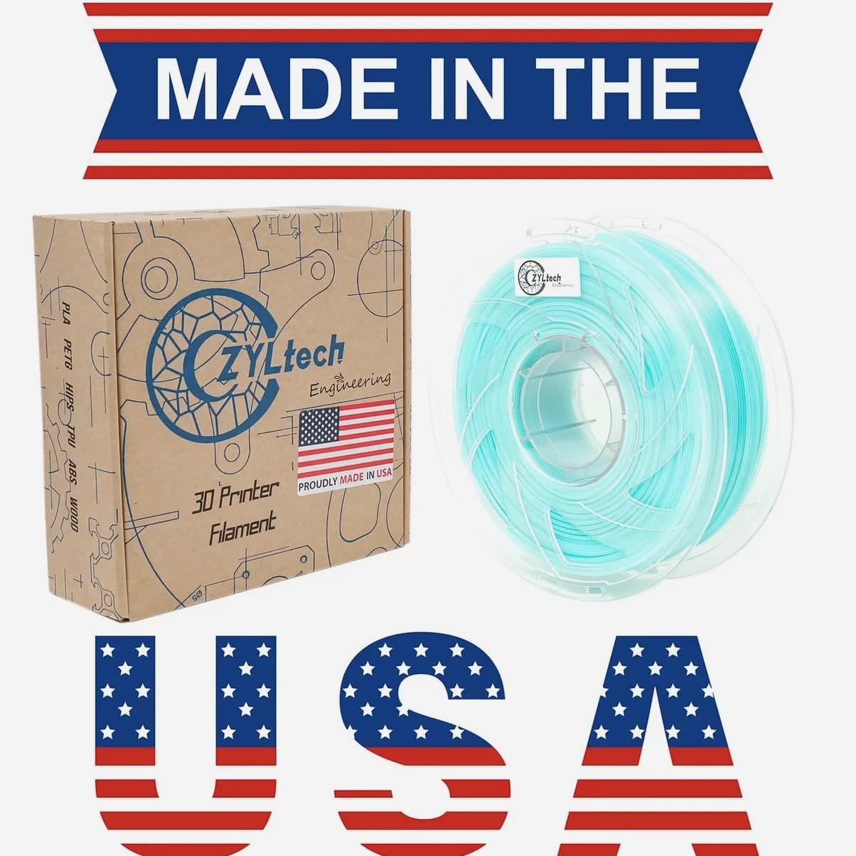ZYLtech PLA 3D Printer Filament 1.75mm, 1 kg/2.2 lbs - Sea Glass Teal Color