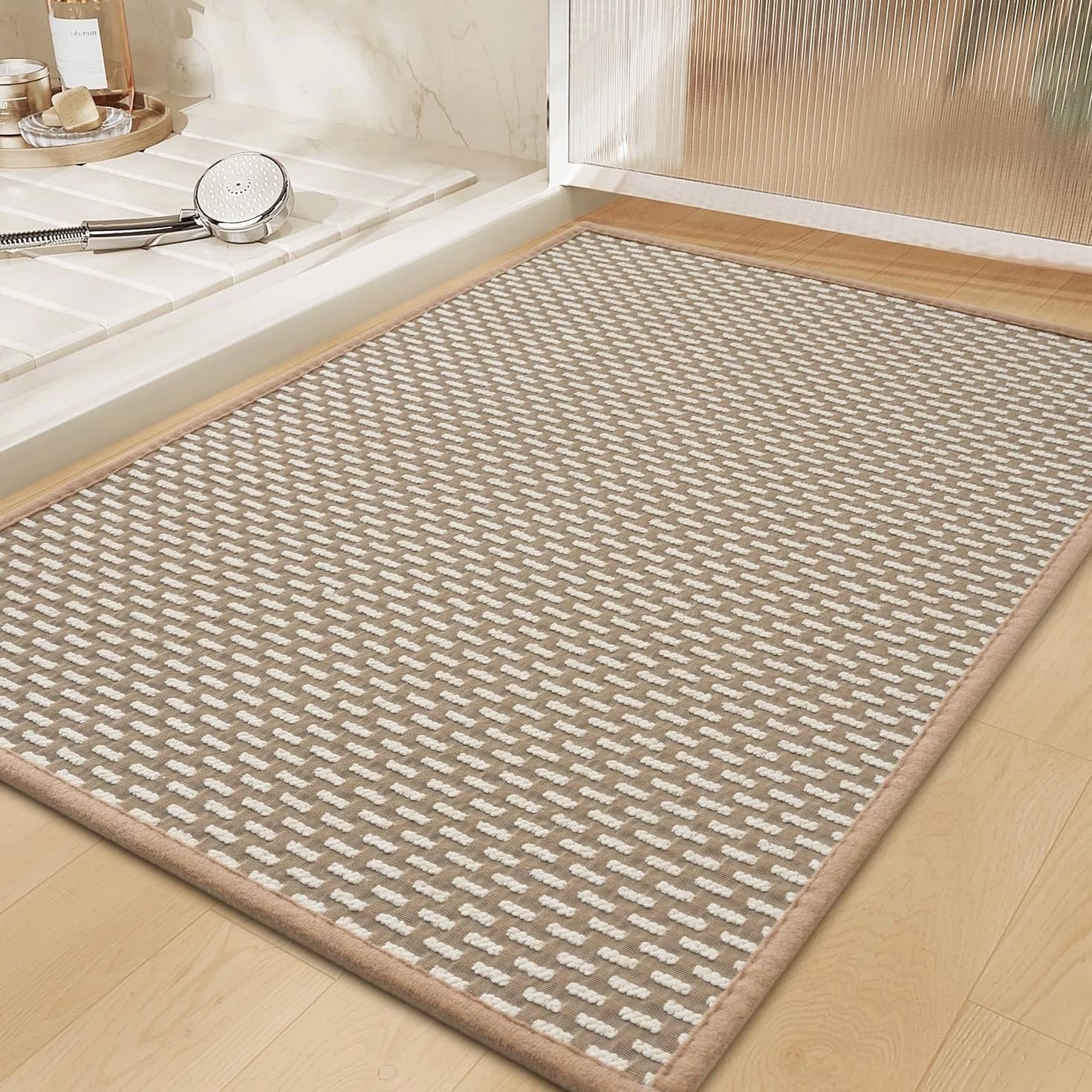 Non Slip Bath Mat Machine Washable Super Absorbent Quick Dry 24x35 Inch Brown