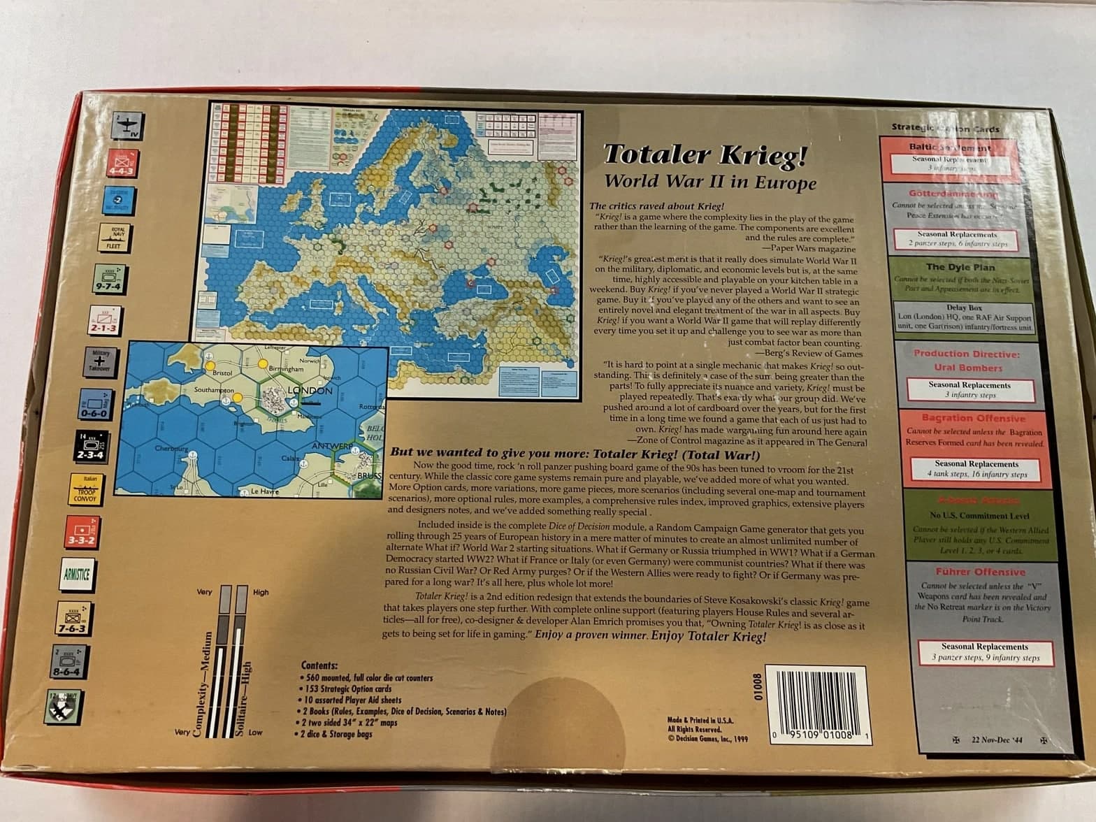 Totaler Krieg! World War II in Europe Board Game Decision Games 1999 - Complete
