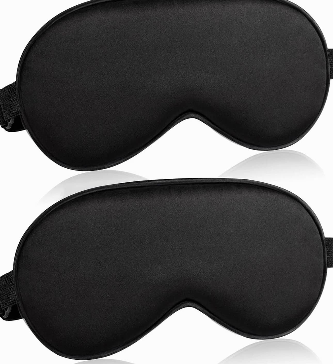 2 Pack Natural Mulberry Silk Eye Masks - Adjustable Black Sleep Mask for Ult...