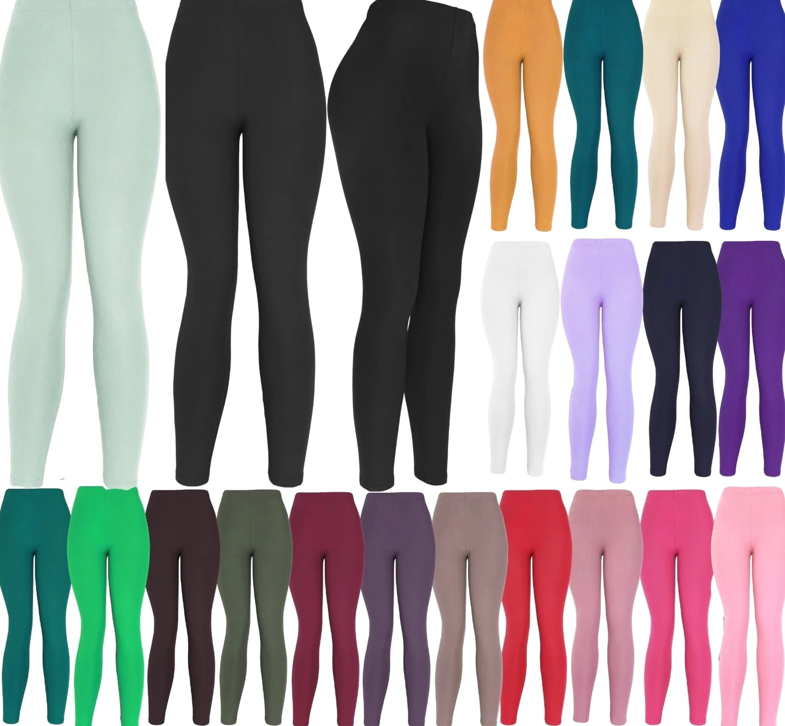 Ultra Soft Solid Brushed Basic Full-Length Regular/Plus Size Leggings