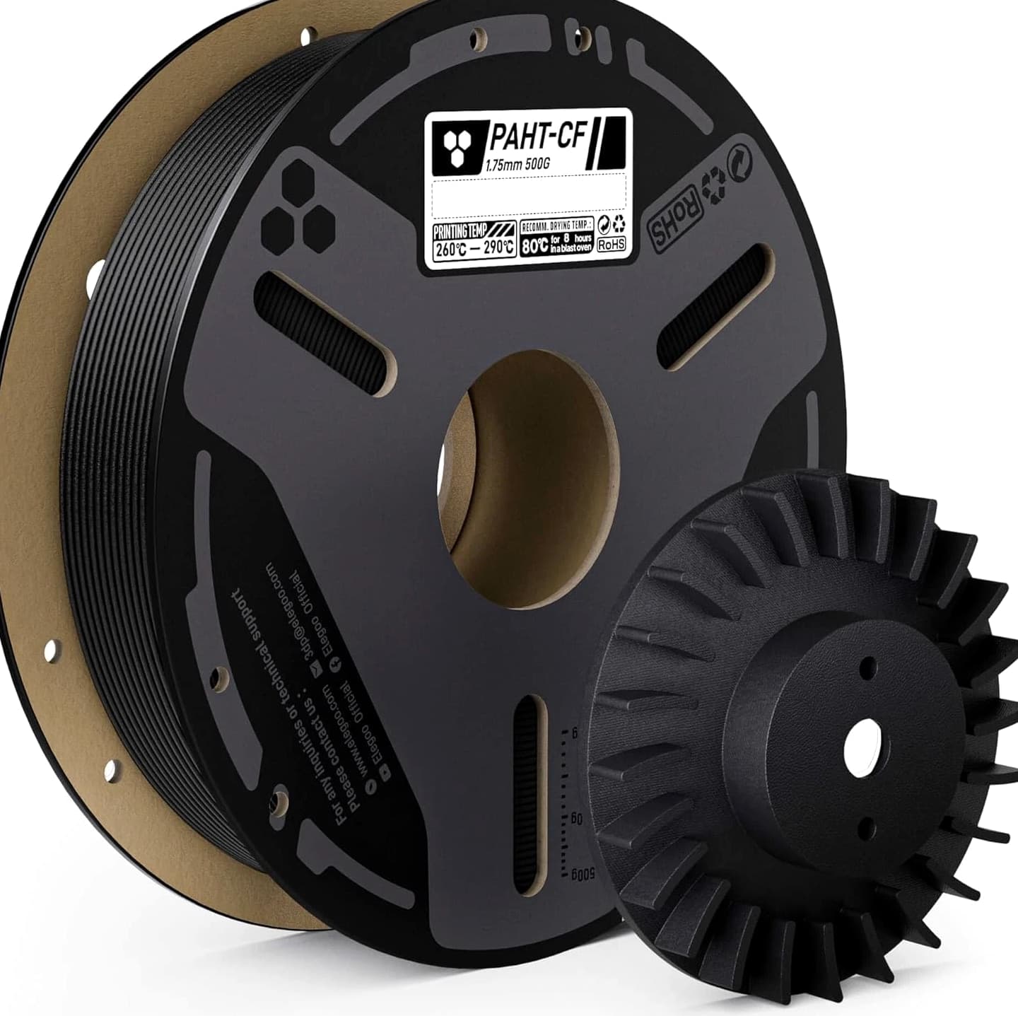 Carbon Fiber PAHT Filament 1.75Mm Black 0.5KG - Nylon CF High Temp 3D Printer