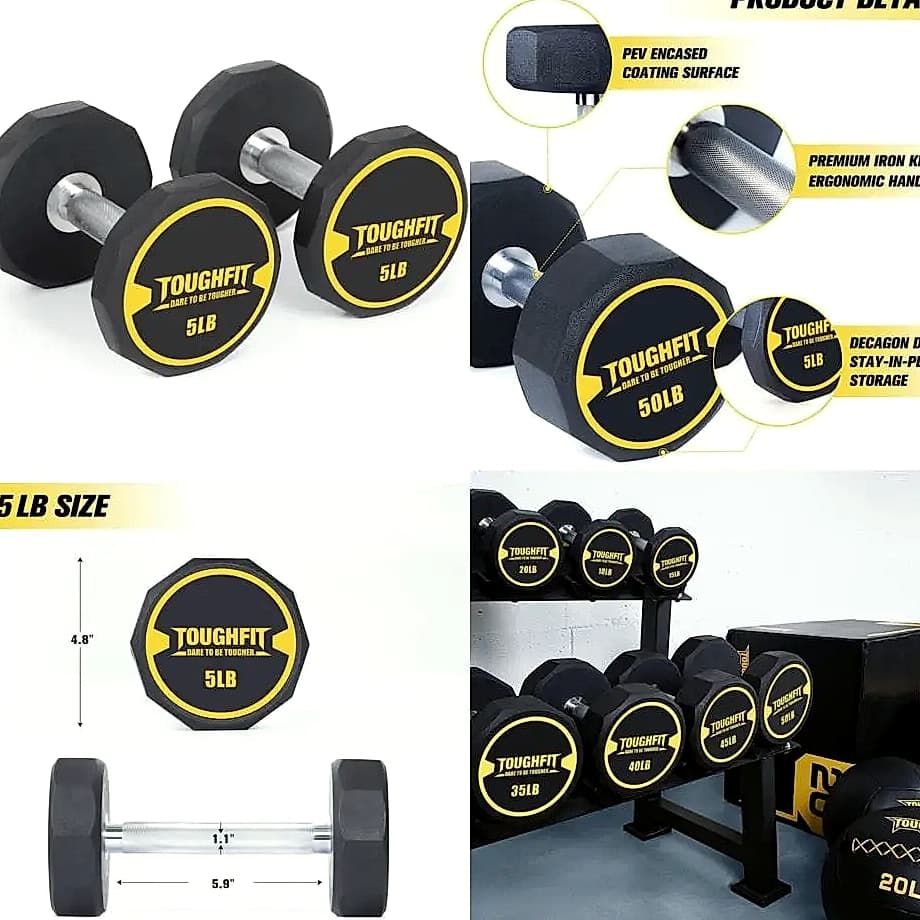 5-50 lb Dumbbell Set with Steel Cast Core, Non-slip Knurled Handles