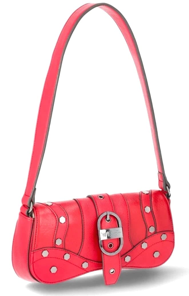 Jessica Simpson Women's Courtney Flap Shoulder Handbag Faux Leather Tango Red