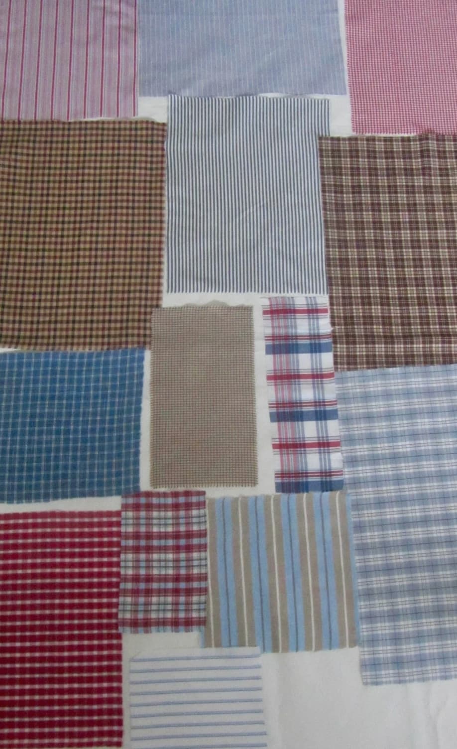 Vintage check and stripe fabric bundle; Sewing notions lot; Haberdashery