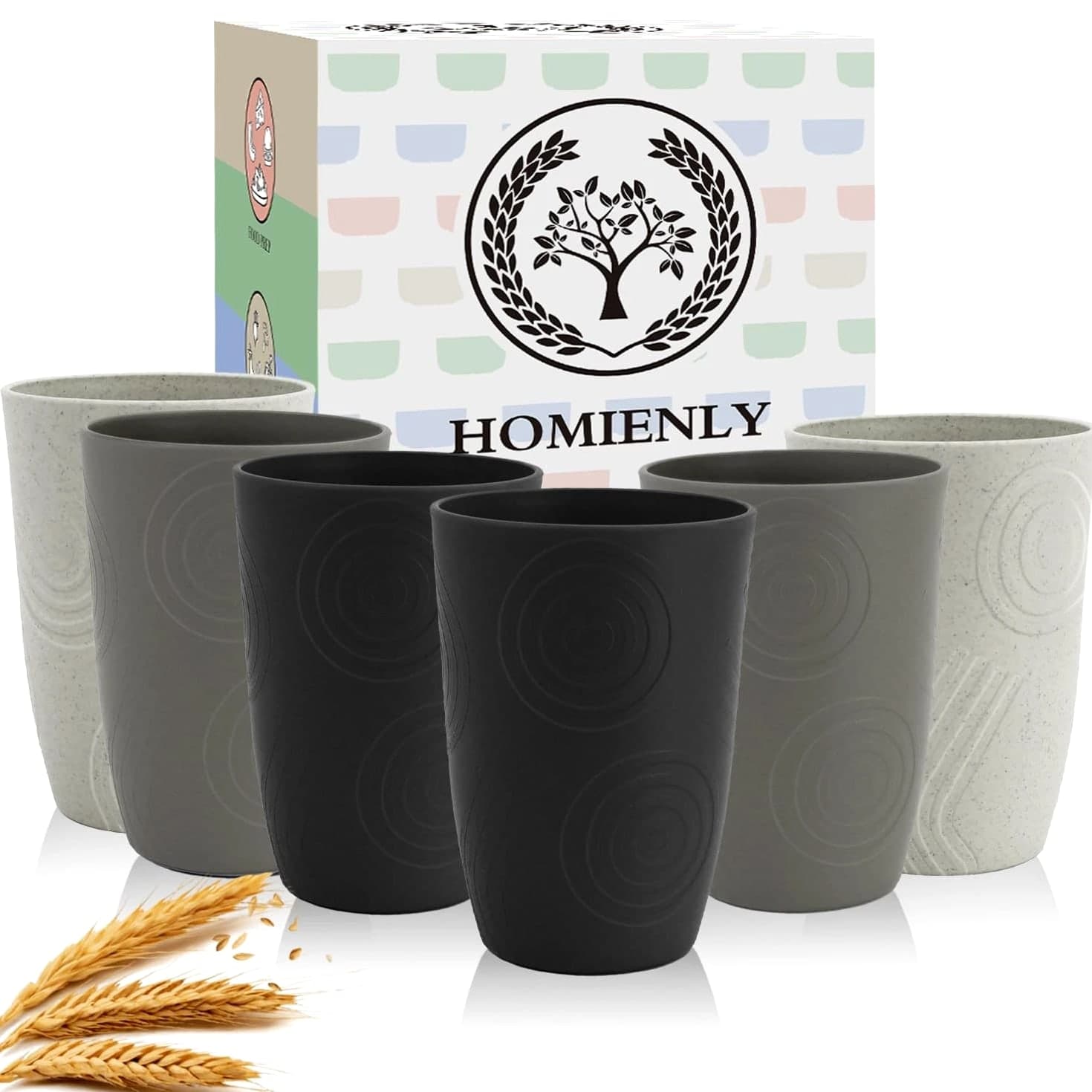 Drinking Glasses 16 oz Wheat Straw Cups - Stackable, Reusable Cups, Alternati...
