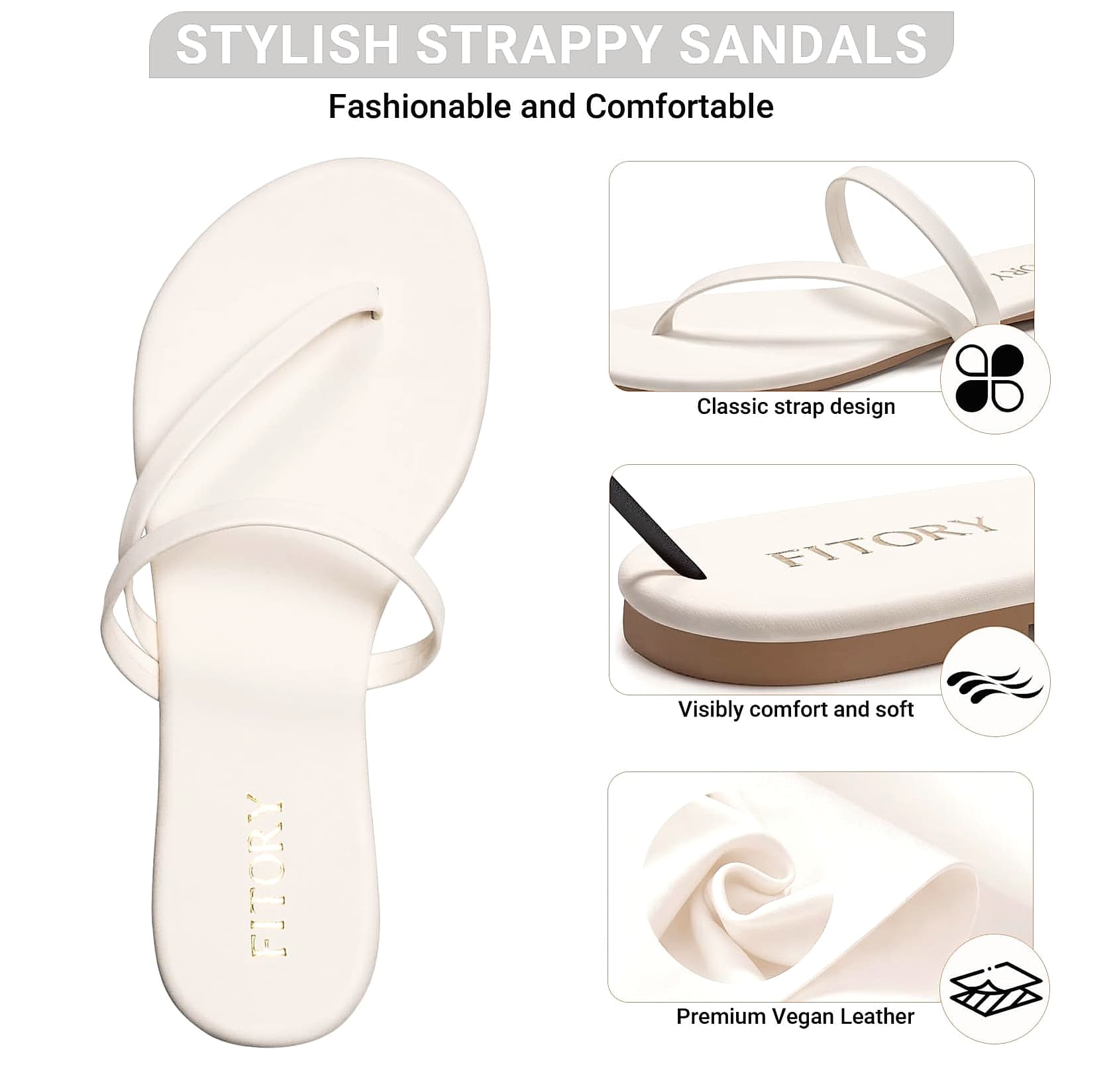 FITORY Womens Flip Flops Strappy Open Toe Sandals Size 6-11