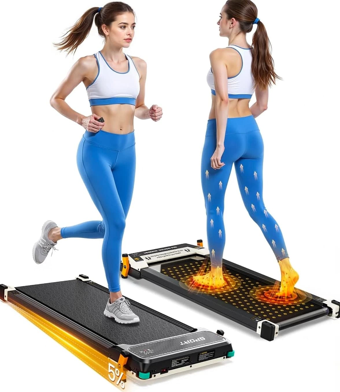 Akluer Walking Pad with Incline, Dual-Sided Walking Pad & Foot Massage