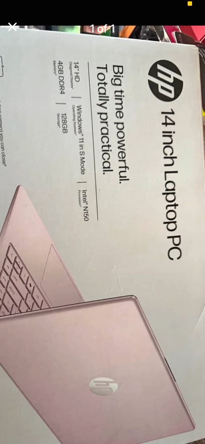 HP 14-inch Laptop PC Pink Windows 11 S Mode Intel N150 4GB RAM 128GB SSD