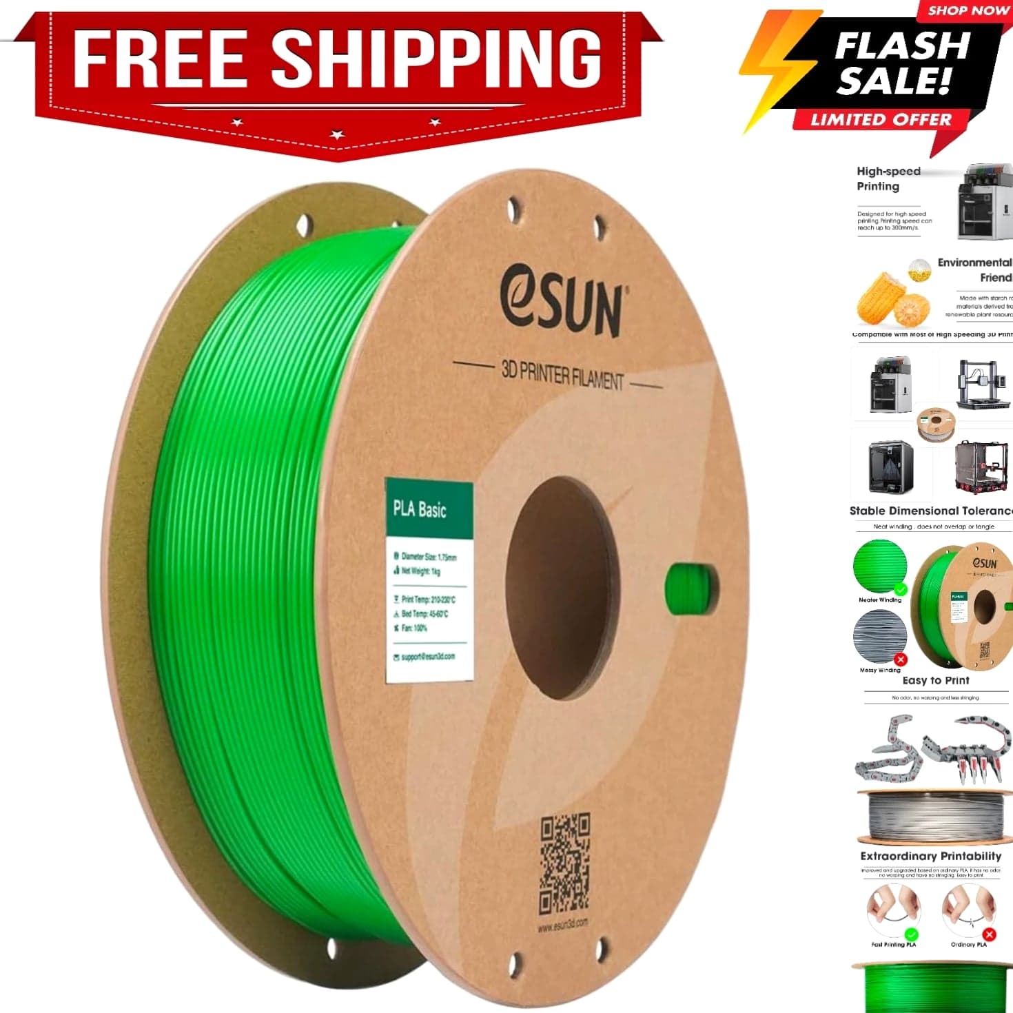 PLA Basic Filament 1.75mm 3D Printer Material High Speed PLA Fast Printing...