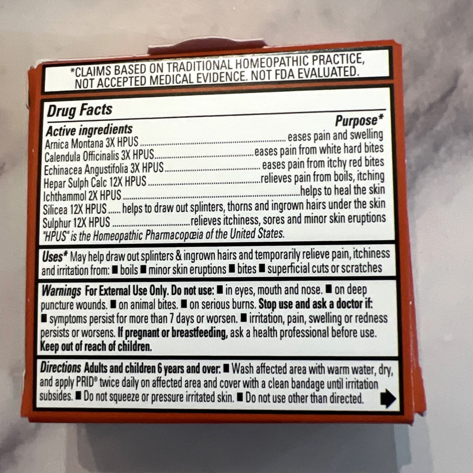 Hyland's PRID Drawing Salve, Topical Skin Irritation Relief for Splinters