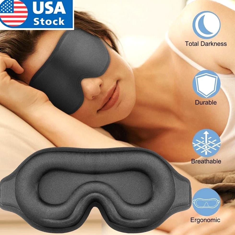 3D Travel Silk Eye Mask Sleeping Soft Padded Shade Cover Rest Relax Blindfold