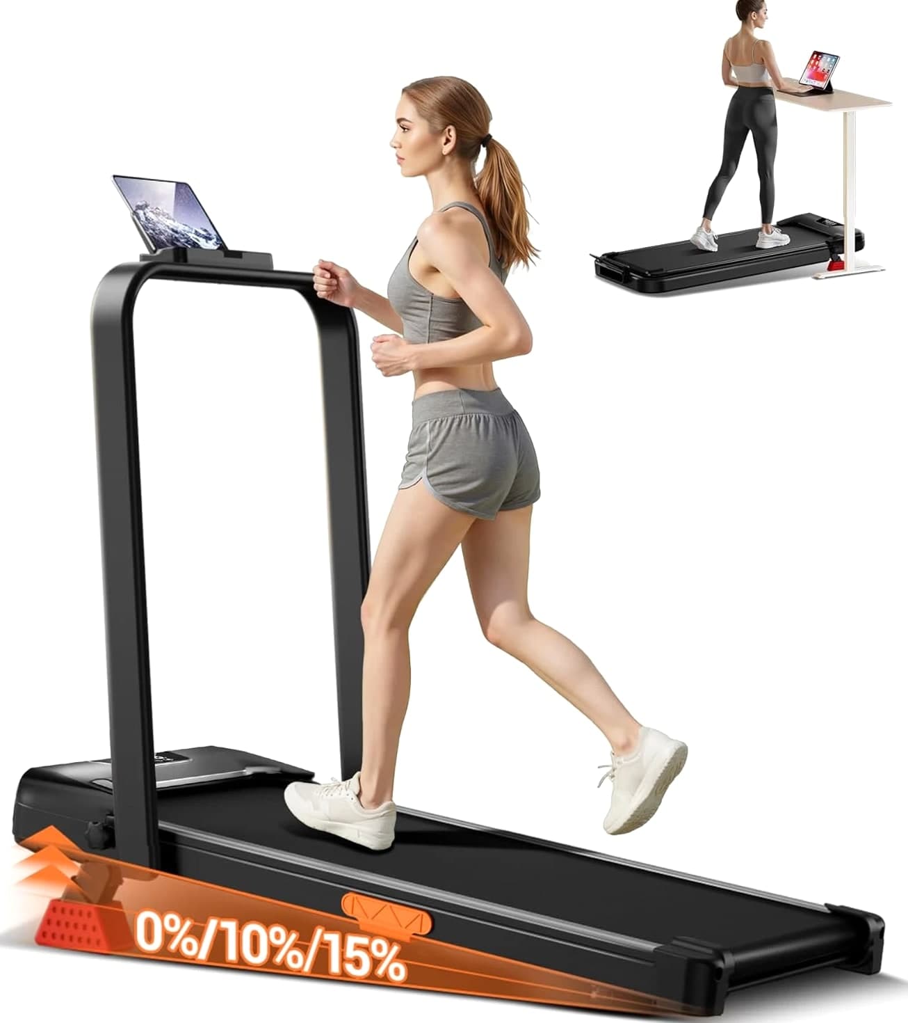 4-In-1 Portable Under Desk Treadmill, Foldable Walking Pad, 300 LBS Capacity