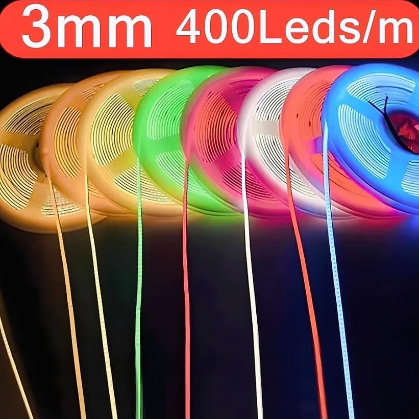 3mm COB LED Strip 12V Dimmable Flexible Light 400LEDs